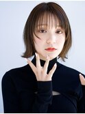 ◯フェイスレイヤーカットミニボブオリーブベージュぱっつん前髪