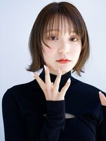 エインアンリー 表参道(AIN.ANLY.) ◯フェイスレイヤーカットミニボブオリーブベージュぱっつん前髪