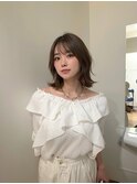 大人可愛い20代30代40代小顔ウルフレイヤーボブ丸みロング