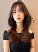 黒髪小顔ワンレンストレートレイヤー5123