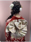 編み下ろしヘア/振袖ヘア/サイド編み下ろし