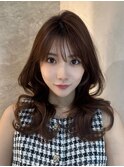 髪質改善縮毛矯正レイヤーカット顔周り前髪韓国ミニウルフ/銀座
