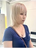 下北沢切りっぱなしボブタッセルボブハイトーンベージュカラー◇