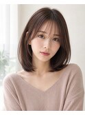 ミディアム20代30代40代ストレートレイヤー前髪なし前髪あり池袋