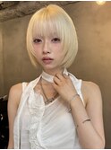 ミルクティーブロンド/ワンホンレイヤー/ニュアンスウルフ/原宿