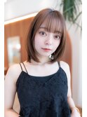 20代30代大人可愛い小顔ボブ/斜めバンググレージュカラー