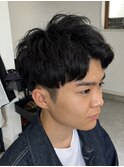 ビジネスショートメンズマッシュツイストパーマツーブロック