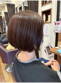 大人可愛い前下がりボブ*秋色チョコレートブラウン20代30代