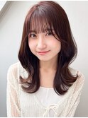 韓国風エギョモリ★くびれ外ハネ大人可愛い小顔シースルーバング