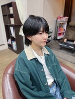 ハピネス 王寺店(Happiness)&nbsp;マッシュウルフ メンズライク 刈り上げショート ブルーブラック