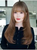 ☆大人ガーリーダークアッシュミディアムレイヤーカット韓国ヘア