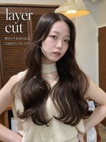 アプリ 大宮西口(appri) 前髪なし韓国風ロングレイヤー×艶チョコブラウン/大宮