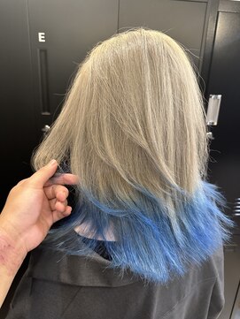 オリノ(olino) 【olino】レイヤー 20代30代 シルバーグレージュ裾ブルー