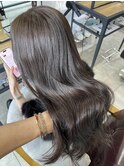 ブリーチなし透明感カラー/アッシュグレージュオリーブブラウン