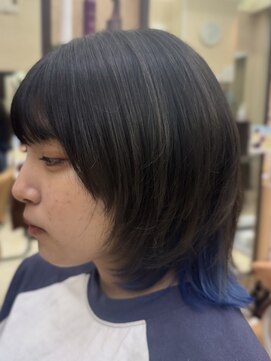 リンクス 大船店(LINKS) 顔周りレイヤー×青インナーカラー