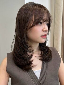 ノイ 銀座(noi) 顔周りレイヤーカットくびれヘアミルクティーベージュカラー韓国