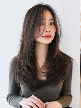 ダル 渋谷/表参道(DAL.) 顔周りカットハッシュカットダークブラウンワンホンレイヤー韓国