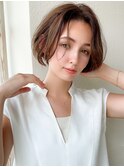 大人かわいい/ショートボブ/小顔ショート/艶カラー/20代30代40代