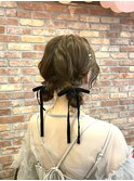 ヘアアレンジ/ ツインお団子/透明感カラー