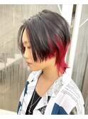 シャギーショートくびれウルフコントラストカラーインナーカラー
