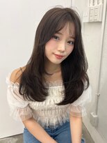 ☆デザインカラーオリーブベージュミディアムレイヤーカット前髪