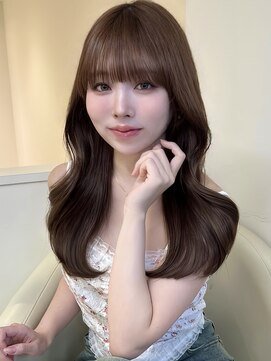 アイトーキョーエス 渋谷(AI TOKYO S) ピンクブラウンミディアムレイヤー大人可愛い顔まわりレイヤー