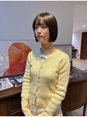 ぷつっとボブオリーブカラー透明感カラー