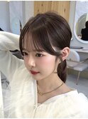 顔まわりカットで小顔見え◎韓国レイヤーミディ