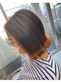 外ハネボブ/ラインカラー/センターパート/10代20代