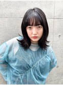 アッシュブラック切りっぱなしミディアム