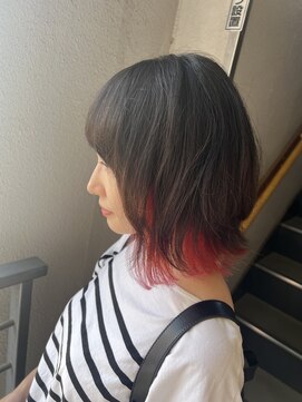 ブロッサム 北浦和店 ピンクハイライトブリーチインナーデザインカラー髪質改善北浦和