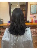 セミロング/縮毛矯正/毛先カール