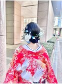 生花　アレンジ　色打掛　花嫁ヘア