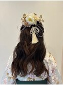 卒業成人式ハーフアップスタイル