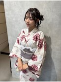 クラゲヘアハーフツインアレンジ浴衣