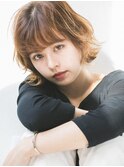ミルクティーブロンド/デジタルパーマ/ダークブルー[池袋]