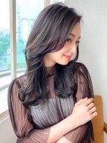 韓国ヘア デジタルパーマ 顔周りレイヤー グレージュ