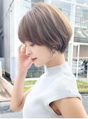 大人可愛い/ショートボブ/ハイライトカラー/ハンサムショート