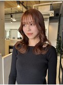 オレンジブラウンカラー+顔周りカット