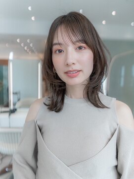 エースハバナ 渋谷(1 HAVANA) 20代30代大人かわいい斜めバンググレージュカラー小顔前髪ボブ