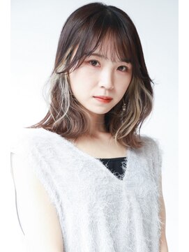 オブハーツ 若葉台店(OF HEARTS) ひし形レイヤー/イヤリングカラーonグレージュ【髪質改善】