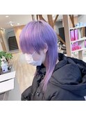 派手髪×ハイトーン×ラベンダーカラー×ウルフカット