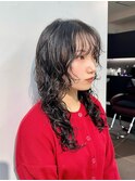 レイヤーロングウルフパーマヘア姫カットレイヤーカット