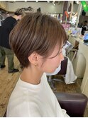 大人ショートボブ丸みショートカットマッシュショート前髪あり