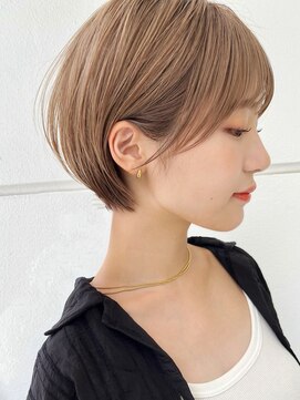 サンド 名古屋(sand) アプリコットオレンジくびれヘアハイライトカラー名古屋ショート