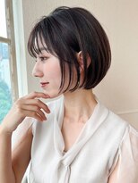 アフロート エル 錦糸町(AFLOAT L) 【30代40代】小顔前下がりボブ/オリーブグレー/黒髪