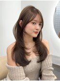 20代30代大人可愛いレイヤーヘーゼルベージュ縮毛矯正髪質改善