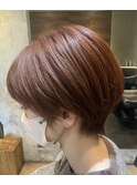 ハンサムショート×レッドベージュ/美髪矯正/髪質改善/縮毛矯正