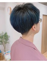 ハレリヘアー(HALE Re-Hair) ブルー系カラー　メンズショートボブ