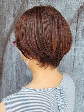 ビグディーサロン(BIGOUDI salon mukonosou) 丸みショート×オレンジカラー